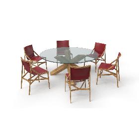 3D模型-3D Cassina Dining Table Chair Set Oak Glass Red model